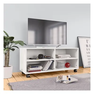 TEMU Meuble TV avec roulettes Blanc 90x35x35 cm Bois d'ingénierie