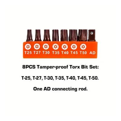 TEMU 8pcs ProMaster Jeu de forets magnétiques Torx, d'acier S2, tailles T25-T50, marqués au lase