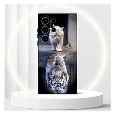 TEMU Coque de téléphone pour Samsung avec motif de chat blanc réfléchi et tigre, compatible avec