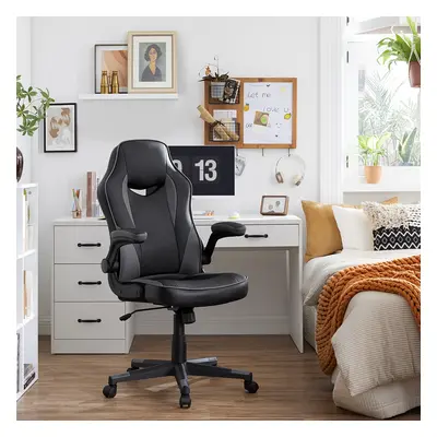 TEMU Chaise de bureau, Fauteuil gamer, Siège ergonomique pivotant, avec accoudoirs rabattables, 