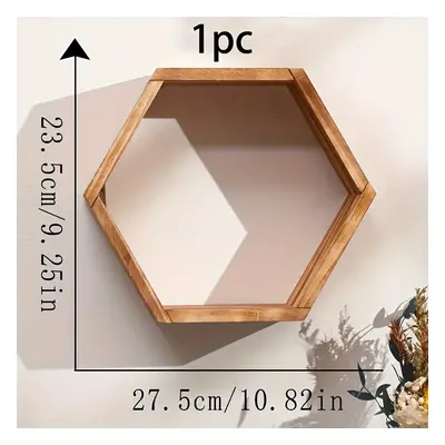 TEMU Étagère flottante hexagonale vintage : Rangement mural en forme de ruche en bois, adapté po