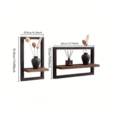 TEMU 2pcs Étagère Murale Carrée en Bois, Convient pour Salon, Cuisine, Chambre à Coucher - Cadre