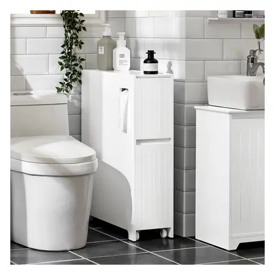 TEMU SoBuy BZR111-W Étagère étroite pour niches de salle de bain Armoire de rangement mobile mul