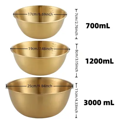 TEMU Ensemble de à Salade en Acier Inoxydable Doré avec Marques de Mesure - Facile à Nettoyer, p