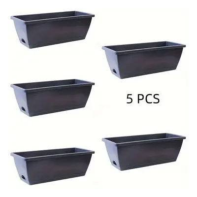 TEMU 5pcs Jardinières Rectangulaires en Plastique avec Trous de Drainage - Pots de Jardin Polyva