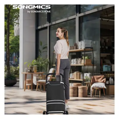 TEMU SONGMICS de Courses, Chariot de Courses, Pliable, avec Sac Isotherme, Polyvalent, Sac Amovi