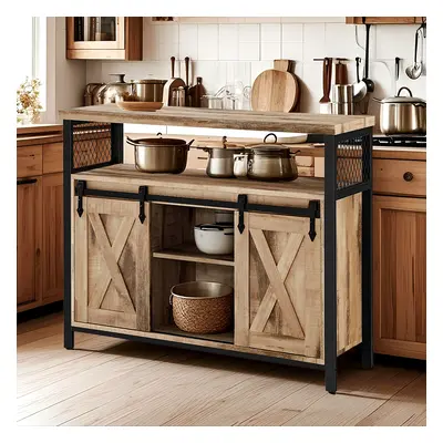 TEMU Meuble de Rangement, Buffet Cuisine, Commode, avec Portes Coulissantes, x x cm, Étagères Ré