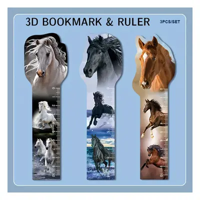 TEMU ABK-02 3pcs 17x5cm marque-pages à motif de cheval au , marque-pages style animal 3D, marque