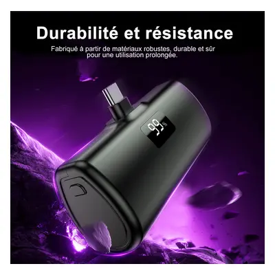 TEMU Batterie externe USB C mAh, mini-banque d'alimentation portable de 10,5 W avec écran LCD, c