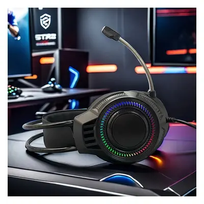 TEMU Casque Sur-Orille V6 Éclairé avec Bass-Boosting - Filaire, Microphone Anti-Bruit pour Jeux,