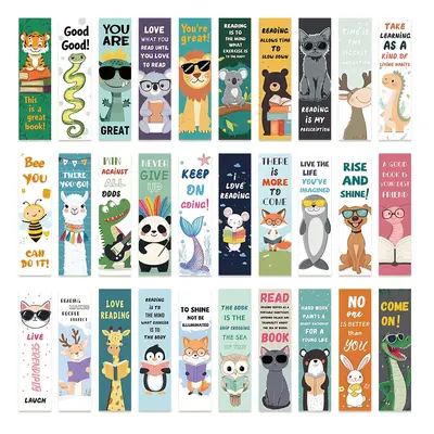 TEMU 30pcs Marque-pages Animaux Mignons - Designs Colorés de Pingouins et Chatons de Dessin , de