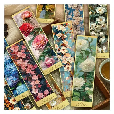 TEMU GUTBD 30pcs Marque-pages Éblouissants Style Peinture à l'Huile Floral - Designs Artistiques