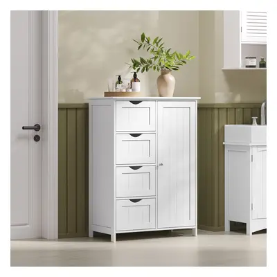 TEMU Meuble Salle de Bain Rangement, Armoire de Place, Commode, avec Tiroirs, Placard avec Porte