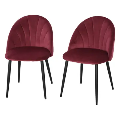 TEMU HOMCOM Lot de chaises de salle à manger chaise de cuisine Velours Pieds métal Noir dim. 52L