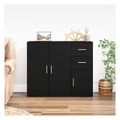 TEMU Buffet Noir 91x29, 5x75 cm Bois dFTingénierie