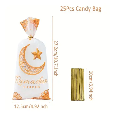 TEMU 25/50/100pcs,Sacs Cadeaux ,Décoration de Ramadan pour ,Fond Blanc Étoile Noir Sacs Cadeaux 