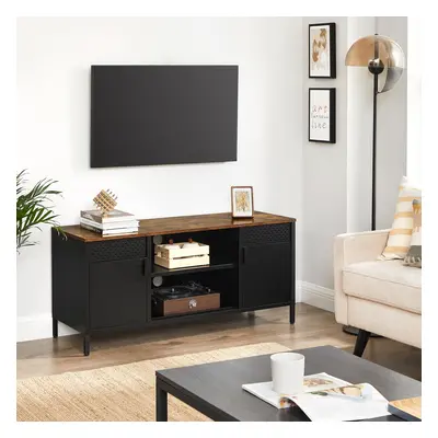 TEMU SONGMICS Meuble TV, Support Télé pour Téléviseur Jusquà Pouces, Table avec Portes, Étagères