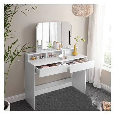 TEMU Coiffeuse avec Miroirs, tiroirs et Compartiments de Rangement, TABOURET, x x cm, Style Mode