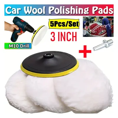 TEMU 5pcs/Set 3/4/5/6/7 Pouces Kit de Polissage de Voiture de Polissage et Pad Connecteur de Per