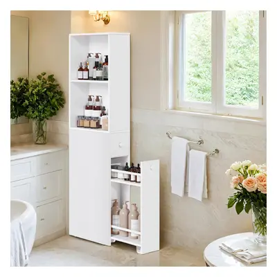 TEMU Meuble de Salle de Bain Haut, Fin, Colonne avec Tiroirs et Étagère Réglable, Armoire, Placa