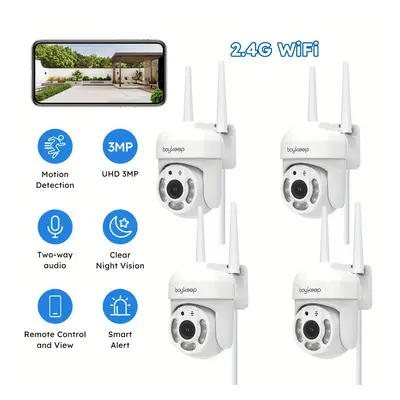 TEMU 4PCS BoyKeep Caméra Extérieure, Caméra de Surveillance WiFi 2.4ghz, Moniteur de Sécurité Ex