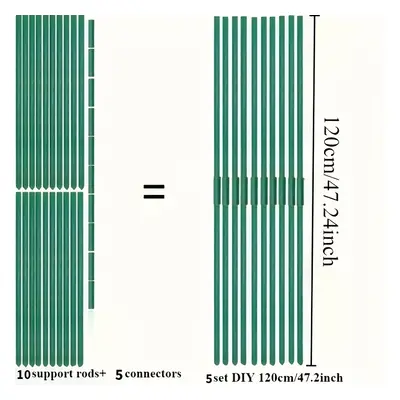 TEMU Ensemble de Piquets + Connecteurs pour Plantes de Jardin , Poteaux de Support Métalliques E