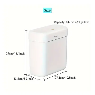 TEMU Poubelle de 8L/2.1 Gallon avec Couvercle Anti-Odeur - Étanche, pour , de Bain, &