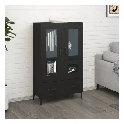 TEMU Buffet Haute Noir 70x31x115 cm en bois d'ingénierie