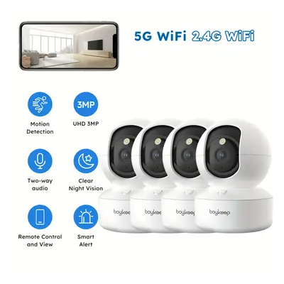 TEMU 4pcs BoyKeep 5G/2.4GHz WiFi Caméras Intelligentes - Moniteur de Sécurité Intérieur 2K HD, C