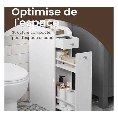 TEMU Petit Meuble de Salle de Bains, Placard Étroit, pour Toilette, avec Tiroir, Commode sur Pie