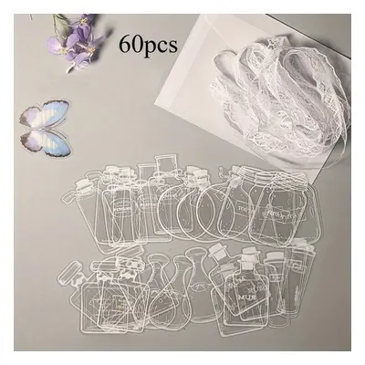 TEMU 60pcs Marque-pages en PVC transparent avec de vraies fleurs séchées et papillons, numéros d