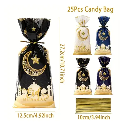 TEMU 25/50/100pcs,Sacs Cadeaux ,12.5*27.2cm,Sacs Cadeaux Étoile Noir ,Décoration de Ramadan pour