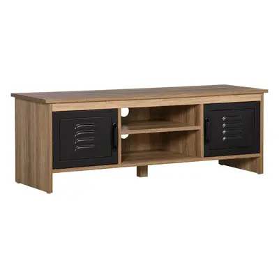 TEMU HOMCOM Meuble TV Banc TV cm Design Industriel, avec , niches, Passe-Fils, Bois veinage Port