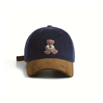 TEMU 1pc Casquette de baseball en velours unisexe avec un brodé, design patchwork à double tonal