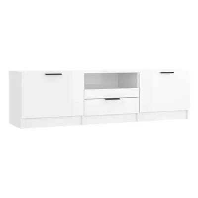 TEMU Meuble TV blanc brillant 140x35x40 cm bois d'ingénierie