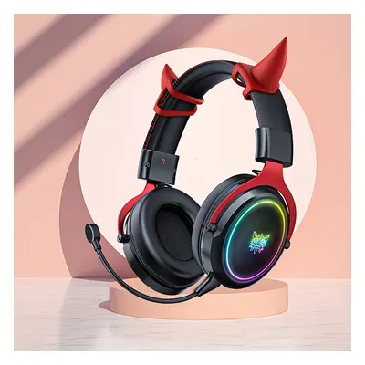 TEMU Casque de Jeu ONIKUMA avec Cornes de Démon Détachables, Éclairage RGB, Micro HD pour Jeux P