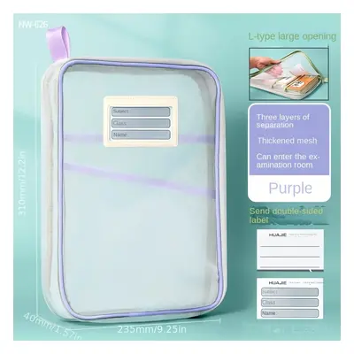 TEMU Sac de tri en de nylon double couche A4, sac transparent pour papiers d'examen d'étudiant, 