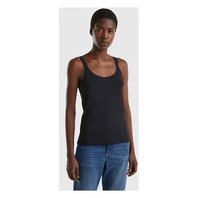 Benetton, Débardeur Noir En Pur Coton, size XS, Noir, Femme