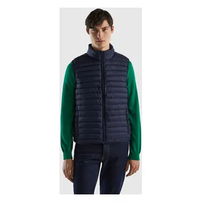 Benetton, Doudoune Sans Manches Rembourrée En Ouate Recyclée, size XS, Bleu Foncé, Homme