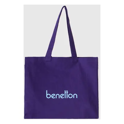 Benetton, Blue Tote Bag In Pure Cotton, size OS, Bleu, Femme