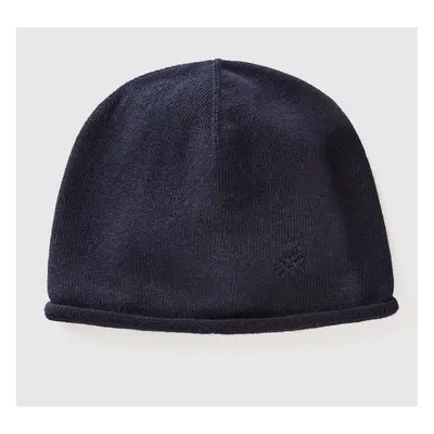 Benetton, Bonnet En Cachemire Mélangé, size OS, Bleu Foncé, Femme