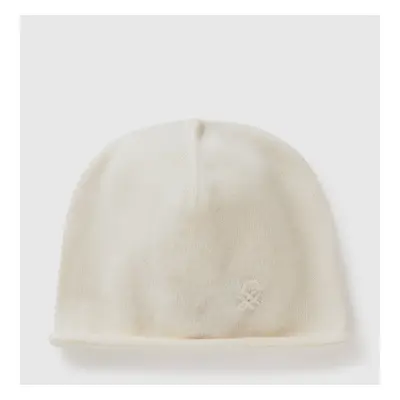 Benetton, Bonnet En Cachemire Mélangé, size OS, Crème, Femme