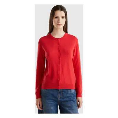 Benetton, Gilet Rouge En Mélange De Laine Et De Cachemire, size XS, Rouge, Femme