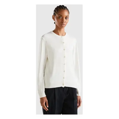 Benetton, Gilet Crème En Mélange De Laine Et De Cachemire, size XS, Crème, Femme