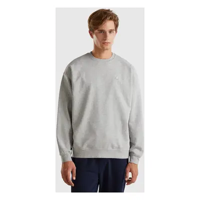 Benetton, Sweat À Écusson Logo, size XS, Gris Clair, Homme