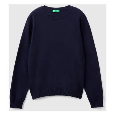 Benetton, Pull En Mélange De Laine Et De Cachemire, size XL, Bleu Foncé, Enfants