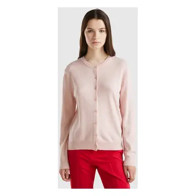 Benetton, Gilet Rose Pastel En Mélange De Laine Et De Cachemire, size XL, Rose Pastel, Femme