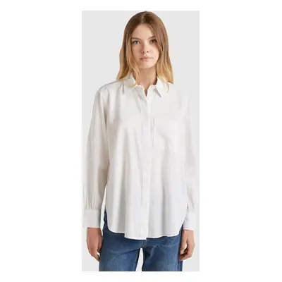 Benetton, Chemise Rayée En Lin Mélangé, size XXS, Crème, Femme