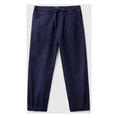 Benetton, Pantalon De Jogging En Coton Stretch Avec Coulisse, size XL, Bleu Foncé, Enfants