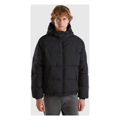 Benetton, Doudoune Rembourrée En Plumes Recyclées, size XL, Noir, Homme